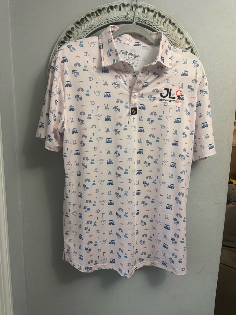Jordan Lintz Golf Men’s cream logo Printed Polo